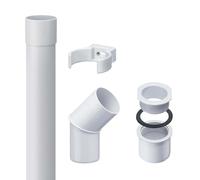 INEFA Kit tuyau de descente 2m, 50mm Blanc plastique | PVC pour abri de jardin, raccordement sécurisé de gouttière, drainage efficace des eaux pluviales