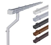 INEFA lot de 2 gouttières PVC NW68 / 68 mm - gouttière carrée 4 m gris - kit gouttière avec descente PVC-U pour abri de jardin - 2 côtés de toit