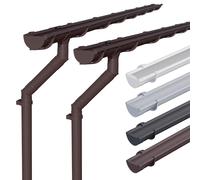 INEFA Lot de 2 kits de gouttière PVC NW100 / 100 mm demi-ronde 3 m marron foncé, gouttière pour abri de jardin et carport, kit gouttière plastique Fabriqué en Allemagne