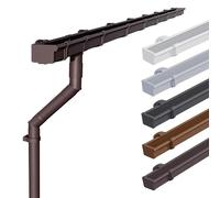 INEFA lot de 2 kits gouttière PVC-U NW68 / 68 mm - gouttière carrée 5 m marron foncé - kit avec descente pour abri de jardin - 2 côtés de toit