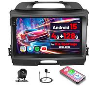 Inefala 2G+64G Android 15 Autoradio pour Kia Sportage 2010 2011 2012 2013 2014 2015 2016 avec Wireless Carplay Android Auto, 9" Écran Tactile Radio avec GPS WiFi Bluetooth FM/RDS Caméra Arrière Mic