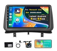 Inefala 4+64G Autoradio Android 15 pour Renault Clio 3 2005-2014 | 9" Écran Tactile, Wireless CarPlay, Android Auto, BT, GPS, WiFi, RDS, Caméra de Recul, Mic