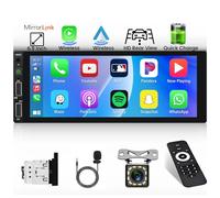 Inefala Autoradio 1 Din CarPlay sans Fil Android Auto 6,9" Écran Tactile HD | Écran Tactile HD, Bluetooth, FM/RDS, Mirror Link, SWC, EQ, Type-C, Micro, AUX, Caméra de Recul