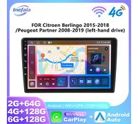 Inefala CarPlay Android Auto autoradio pour citroën Berlingo 2015-2018/Peugeot Partner 2008-2019 GPS 4G WIFI lecteur multimédia V1 2 64G