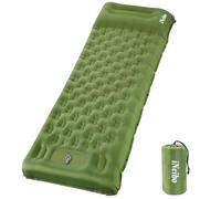 iNeibo Matelas Camping 1 Place Matelas Autogonflant 1 Personne Matelas Randonnée Ultra Léger de Bonne Qualité Matelas Bivouac Gonflable avec Oreiller & Pompe a Pieds pour Camping et Voyage Vert