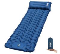 iNeibo Matelas Camping 1 Place Matelas Autogonflant 1 Personne Matelas Randonnée Ultra Léger de Bonne Qualité Matelas Bivouac Gonflable avec Oreiller & Pompe a Pieds pour Camping et Voyage Bleu