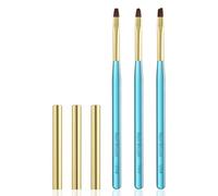 INENK Pinceaux de nettoyage pour nail art en bleu métallique transparent erreurs pour cuticules vernis à ongles résistant à l'acétone (rond, biseau plat)