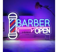 ineonlife Barber Open Neon LED,Open Enseigne Lumineuse pour Décoration Murale,Néon Led Signe pour Salon de Coiffure,Ouverture du Salon de Beauté