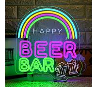 ineonlife Beer Bar Neon Led,Happy Beer Bar Lettre Lumineuse,Neon Mural Pour Décoration,Néon Led Pour Bars À Bière,Man Cave,Taverne,Club,Fêtes,Cadeau