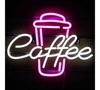 Ineonlife Café Néons Enseignes au néon de mot de LED pour le mur Café Tasse Néon Bar Signe Rose Blanc LED Mur Art pour Café Décor Bière Bar Club Restaurant Chambre Fête D'anniversaire