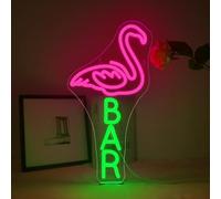 ineonlife Flamingo Bar Neon Led, Bar Led Neon, Enseigne Lumineuse Flamingo pour Décoration Murale, Enseigne Néon Animal pour Bars,Cavernes,Tavernes,Clubs,Fêtes,Adultes,Cadeau