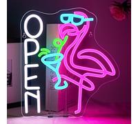 ineonlife Flamingo Open Neon Led, Flamingo Open Lettre Lumineuse,Neon Mural Pour Décoration,Néon Led Pour Magasin De Boissons,Bar À Cocktails, Tavernes,Bars,Clubs,Tavernes De Plage