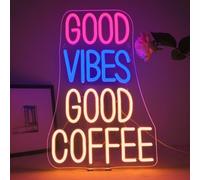 ineonlife Good Vibes Good Coffee Neon Led, Coffee Led Neon, Enseigne Lumineuse à Intensité Variable pour Décoration Murale, Lampe Néon à Lettres pour Café,Dessert,Restaurant,Fête