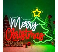 ineonlife Joyeux Noël Neon Led, Letter Lumineuse Merry Christmas,Neon Mural Sapin de Noël, Néon Led USB Dimmable pour Maison,Salon,Nouvel An,Fête de Noël, Cadeau