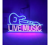 ineonlife Live Music Lampe Neon Réglable Guitar Enseigne Lumineuse pour Bar