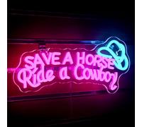 ineonlife Panneau Néon Save a Horse Ride a Cowboy pour Décoration Murale Enseigne Led Dimmable Alimentée par USB Lampe Néon Pour la décoration du salon, Man Cave Bar Leisure Room, Cowboy Gift