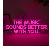 ineonlife The Music Sounds Better With You Neon Led, Musical Led Neon pour Décoration Murale, Music Lampe Néon, Enseigne Lumineuse pour Studio de Musique,Salle de Classe,Fête,Bar,Chambre