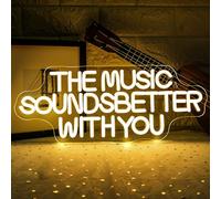 ineonlife The Music Sounds Better With You Neon Led,Musique Lettre Lumineuse,Neon Mural pour Décoration,Néon Led Music pour Studio de Musique,Fête,Bar,Chambre,Cadeau