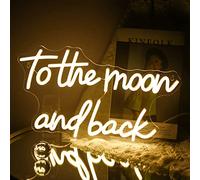 ineonlife To The Moon and Back Enseigne au Néon Blanc Chaud LED Enseignes lumineuses pour Décoration Murale USB Néons de Lune Décoration Murale Chambre d'enfant Cadeau de Fête Maison