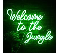 ineonlife Welcome to the Jungle Enseigne au Néon Enseignes lumineuses au Néon Vert LED Word pour Décoration murale Enseigne Lumineuse Lettre USB pour Cadeau d'entrée de Maison Jardin