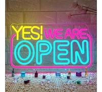 ineonlife Yes We Are Open Neon Led, Open Led Neon Dimmable Intensité Variable pour Décoration Murale, Enseigne Lumineuseà Lettres pour Restaurant,Bar,Café,Club,Magasin De Desserts,Fête