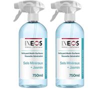 INEOS Spray Surface Multi-Surfaces Sels Mineraux + Jasmin, 750 ML, Spray Désinfectant Et Néttoyant Pour Toutes Les Surfaces De La Maison (Lot de 2)