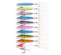 INEOUT 10 pièces métal gabarit 7g 10g 14g 17g 21g 28g Rivage coulée gabarits leurre cuillère Eau salée mer pêche leurre Ensemble appâts artificiels gabarits(B-2 Hooks-10pc,17g)