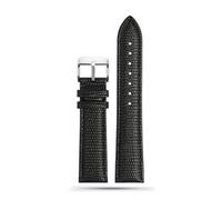 INEOUT 16mm 18mm 20mm 22mm Noir Marron Rouge Grade Lézard Motif Hommes Et Femmes Bracelet De Montre En Cuir Véritable Bracelet(Black silver pin,16mm)