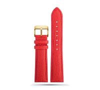INEOUT 16mm 18mm 20mm 22mm Noir Marron Rouge Grade Lézard Motif Hommes Et Femmes Bracelet De Montre En Cuir Véritable Bracelet(Red gold pin,21mm)
