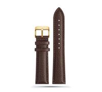 INEOUT 16mm 18mm 20mm 22mm Noir Marron Rouge Grade Lézard Motif Hommes Et Femmes Bracelet De Montre En Cuir Véritable Bracelet(Brown gold pin,20mm)