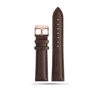 INEOUT 16mm 18mm 20mm 22mm Noir Marron Rouge Grade Lézard Motif Hommes Et Femmes Bracelet De Montre En Cuir Véritable Bracelet(Brown rose pin,14mm)