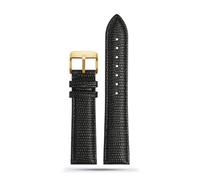 INEOUT 16mm 18mm 20mm 22mm Noir Marron Rouge Grade Lézard Motif Hommes Et Femmes Bracelet De Montre En Cuir Véritable Bracelet(Black gold pin,18mm)