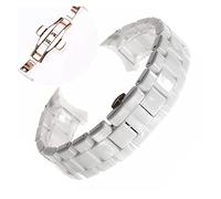 INEOUT 18 Mm 22 Compatible Avec La Montre En Céramique Armani AR1400 AR1410 AR1403 AR1402AR1401 Bracelet De Ceinture Noir Blanc Bouton Papillon(White rose gold,18mm)