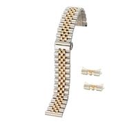 INEOUT 19 20 21 22mm Bracelet De Montre En Acier Inoxydable Massif 12 13 14 16 17 18mm Bracelet Plat Courbé Fin Demi-Cercle Lien Bracelet Remplacement(Silver-RoseGold,19mm)