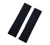 INEOUT 22mm 24mm Bracelet En Nylon Souple En Caoutchouc Accessoires De Bracelet De Montre Compatibles Avec Le Bracelet Breitling(Black Blue Side,24mm With Logo,Black Buckle)