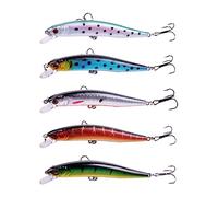 INEOUT 5 PC Minnow Wobblers Leurre 3D Yeux en Plastique Dur Leurres Crankbait Wobbler Appâts Artificiels 10 CM 8.6G Bon Matériel De Pêche Sea Bass Set(5 Pcs-A)