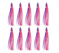 INEOUT 80 pièces Lumineux Poulpe leurre de pêche en Caoutchouc Doux calmar Jupe leurre gabarit Artificiel appât d'eau salée for la pêche au Thon Poisson-Chat 7cm-11cm(Purple-Pink,9cm)