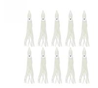 INEOUT 80 pièces Lumineux Poulpe leurre de pêche en Caoutchouc Doux calmar Jupe leurre gabarit Artificiel appât d'eau salée for la pêche au Thon Poisson-Chat 7cm-11cm(Luminous White,7cm)