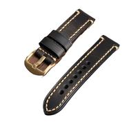 INEOUT Boucle De Bracelet En Cuir Fait Main Bleu-marron-noir 20 22 24 26MM Adapté Compatible Avec PAM111 441 Boucle En Cuir Épais En Bronze(Brack A Clasp,24mm)