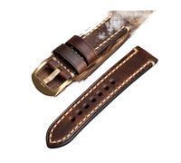 INEOUT Boucle De Bracelet En Cuir Fait Main Bleu-marron-noir 20 22 24 26MM Adapté Compatible Avec PAM111 441 Boucle En Cuir Épais En Bronze(Brown A Clasp,22mm)