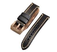 INEOUT Boucle De Bracelet En Cuir Fait Main Bleu-marron-noir 20 22 24 26MM Compatible Avec PAM111 441 Boucle En Cuir Épais En Bronze(Brack B Clasp,20mm)