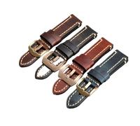 INEOUT Boucle De Bracelet En Cuir Fait Main Bleu-marron-noir 20 22 24 26MM Compatible Avec PAM111 441 Boucle En Cuir Épais En Bronze(Brown B Clasp,26mm)