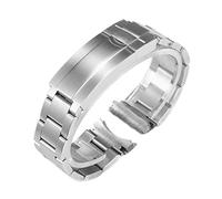 INEOUT Bracelet De Montre Compatible Avec Rolex DAYTONA GMT Submariner Accessoires De Montre Bracelet En Métal Fermoir À Tirer En Acier Inoxydable Bracelet De Montre Chaîne 20 Mm (Color : Matte silve