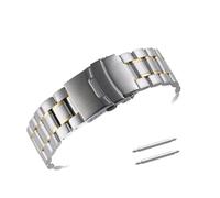 INEOUT Bracelet De Montre En Acier Inoxydable 18mm 20mm 22mm 24mm Extrémité Incurvée Double Boucle Verrouillage Ceinture Poignet Remplacement(Silver Gold,18mm)