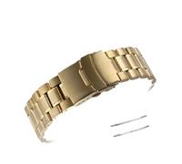 INEOUT Bracelet De Montre En Acier Inoxydable 18mm 20mm 22mm 24mm Extrémité Incurvée Double Boucle Verrouillage Ceinture Poignet Remplacement(Gold,20mm)