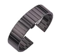 INEOUT Bracelet De Montre En Acier Inoxydable Massif 16mm 18mm 20mm 22mm Bracelet De Montre En Métal Brossé Noir Argenté(Black,20mm)