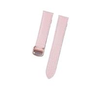 INEOUT Bracelet de montre en cuir Crocodile, Compatible avec Tank London Solo, for hommes et femmes, 16mm, 17mm, 18mm, 19mm, 20mm(Pink rose buckle,21)