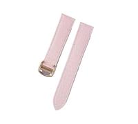 INEOUT Bracelet de montre en cuir Crocodile, Compatible avec Tank London Solo, for hommes et femmes, 16mm, 17mm, 18mm, 19mm, 20mm(Pink gold buckle,13)