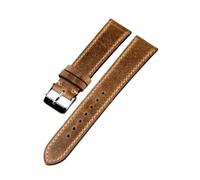 INEOUT Bracelet De Montre En Cuir Marron Clair 18, 19, 20, 21 Et 22 Mm, Style Rétro, Première Couche For Homme(Silver buckle,21mm)