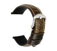 INEOUT Bracelet De Montre Rétro En Cuir Véritable Huile Cire Vachette Ceinture 18 20 22 24mm Femmes Hommes Marron Intelligente(Green S,20mm)